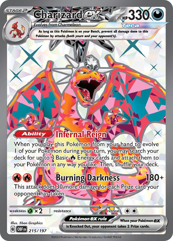 2023 Pokemon SV03: Obsidian Flames Charizard ex - 215/197 Ultra Rare