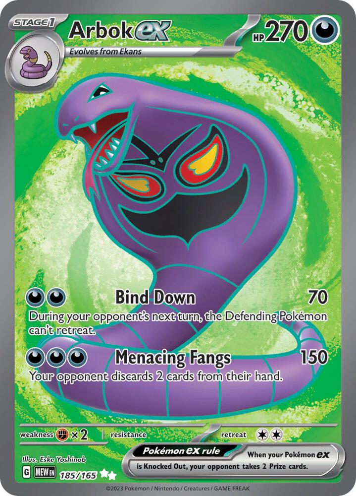 2023 Pokemon SV: Scarlet & Violet 151 Arbok ex - 185/165 Ultra Rare