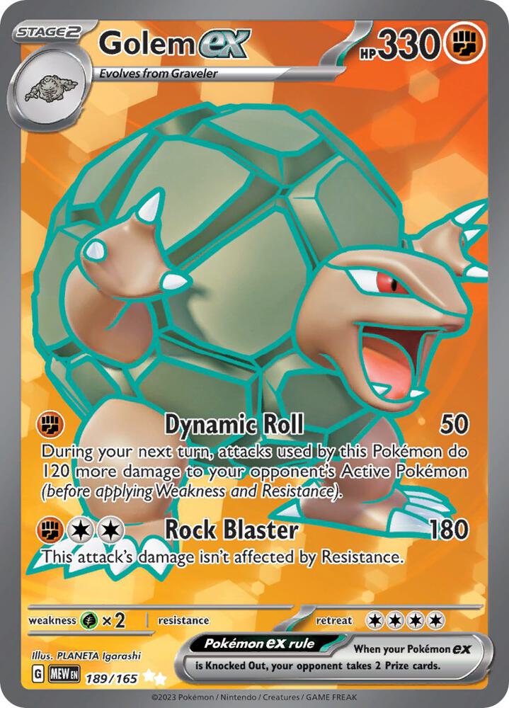 2023 Pokemon SV: Scarlet & Violet 151 Golem ex - 189/165 Ultra Rare