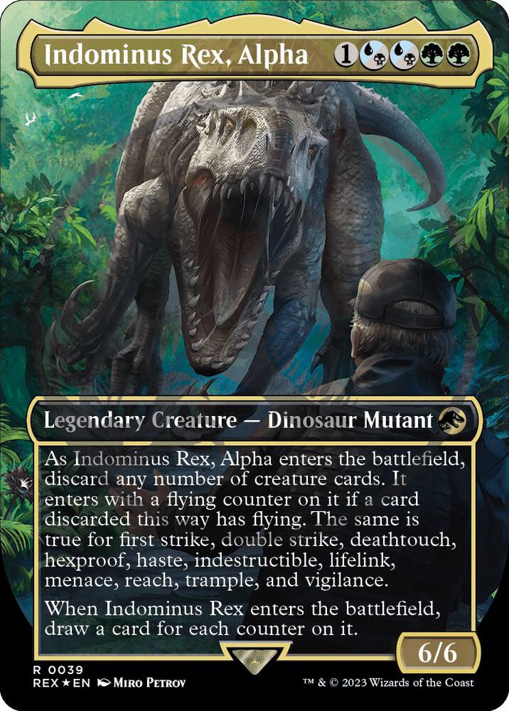MTG Universes Beyond: Jurassic World Collection 39 Indominus Rex, Alpha (Borderless) (Emblem) R NM Foil
