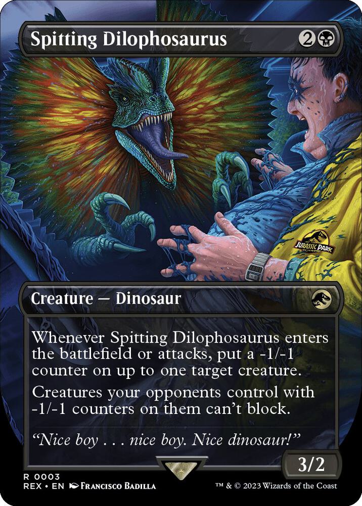 MTG Universes Beyond: Jurassic World Collection 3 Spitting Dilophosaurus (Borderless) R NM Foil
