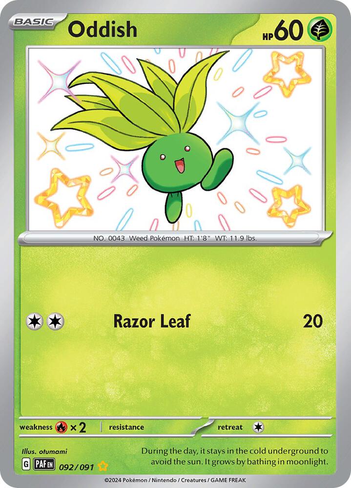 2024 Pokemon SV: Paldean Fates 092/091 Oddish Shiny Rare