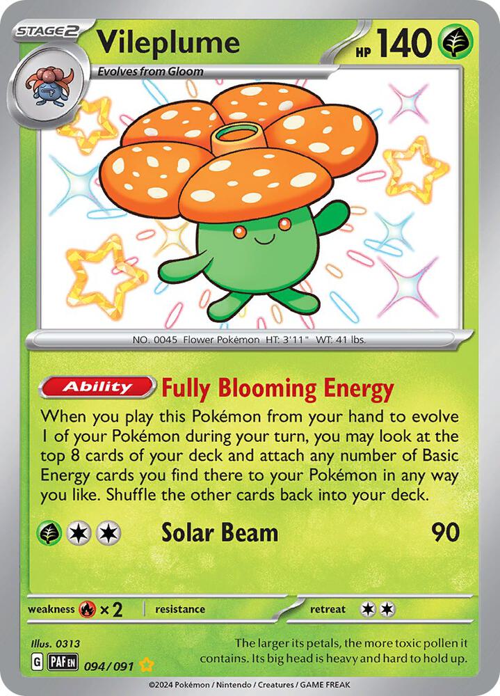 2024 Pokemon SV: Paldean Fates 094/091 Vileplume Shiny Rare