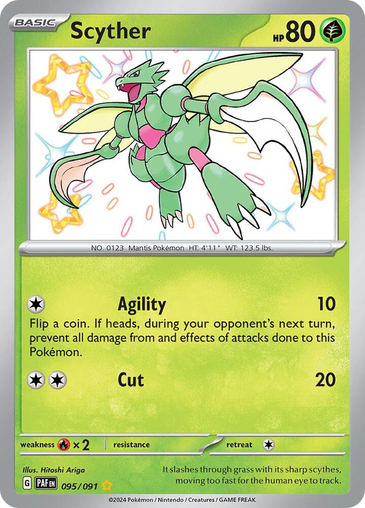 2024 Pokemon SV: Paldean Fates 095/091 Scyther Shiny Rare