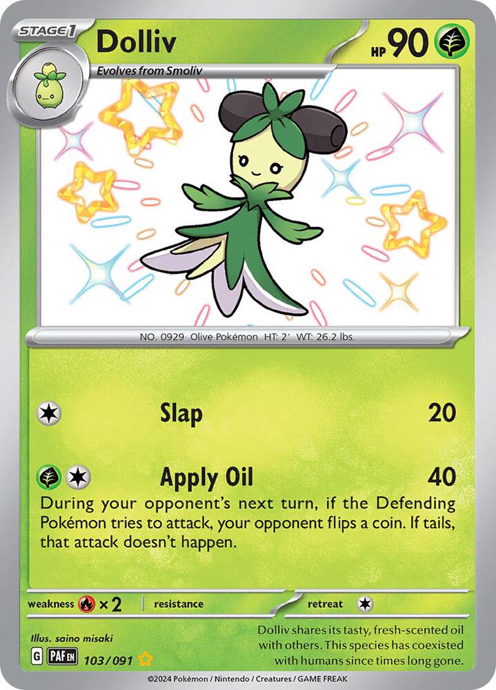 2024 Pokemon SV: Paldean Fates 103/091 Dolliv Shiny Rare