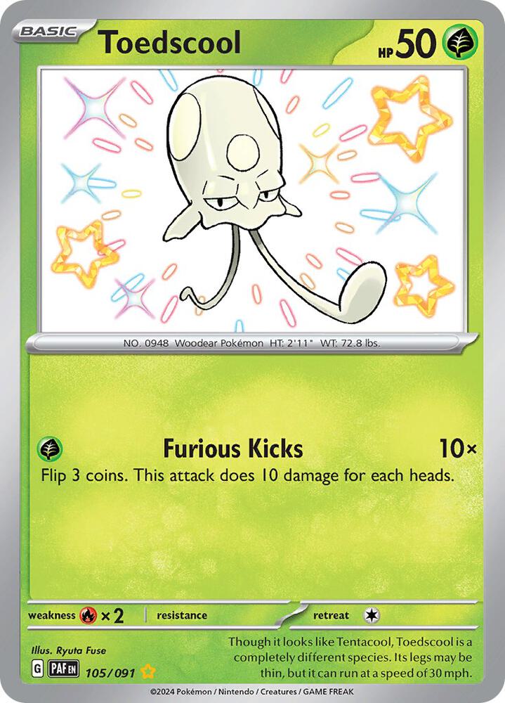 2024 Pokemon SV: Paldean Fates 105/091 Toedscool - 105/091 Shiny Rare