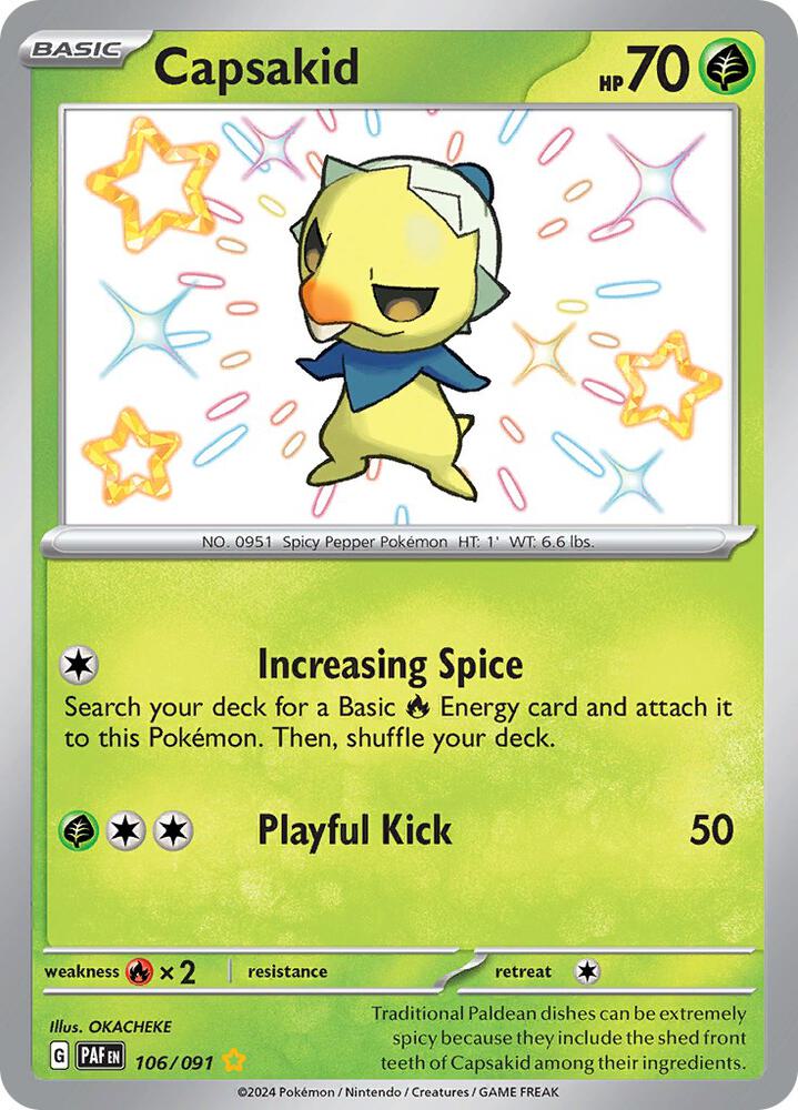 2024 Pokemon SV: Paldean Fates 106/091 Capsakid Shiny Rare