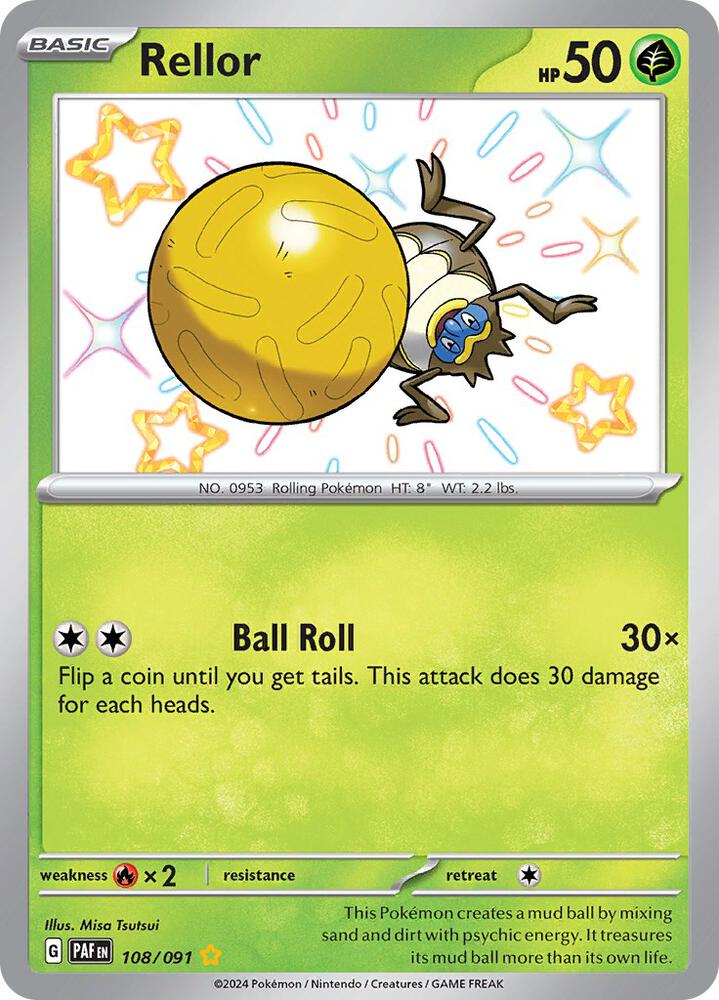 2024 Pokemon SV: Paldean Fates 108/091 Rellor Shiny Rare