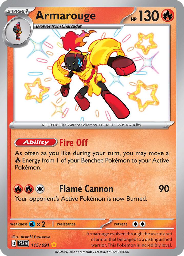 2024 Pokemon SV: Paldean Fates 115/091 Armarouge - 115/091 Shiny Rare