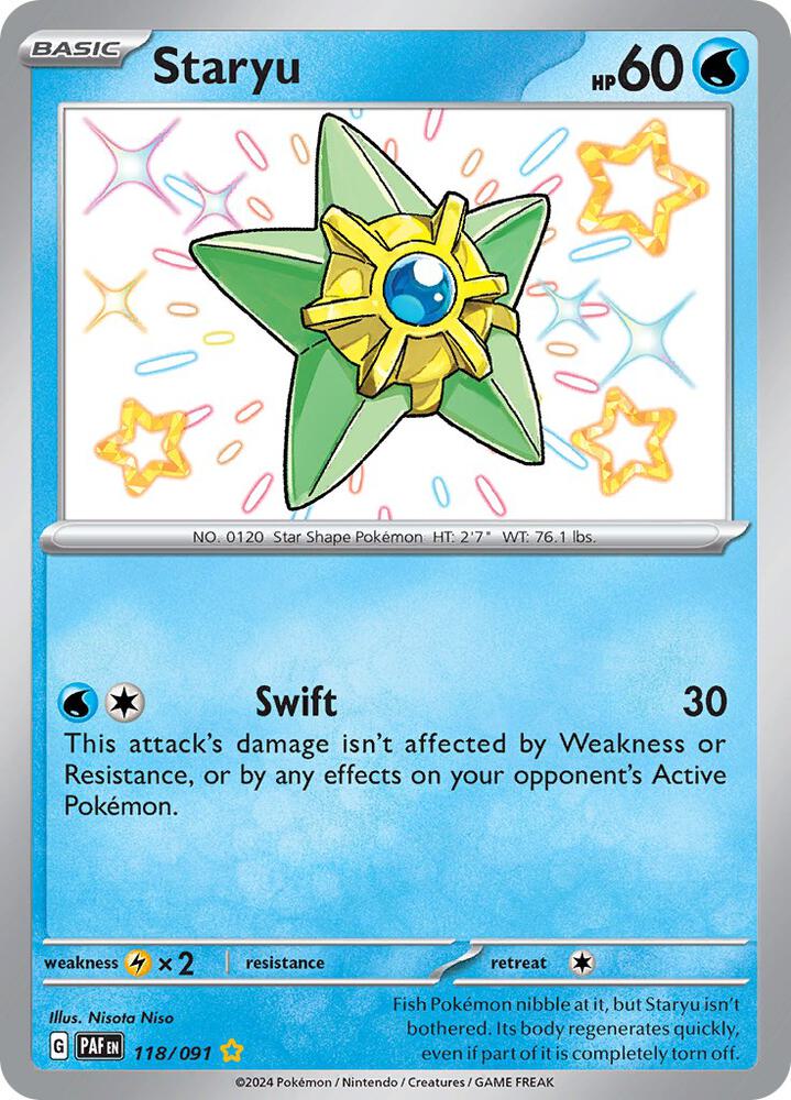 2024 Pokemon SV: Paldean Fates 118/091 Staryu Shiny Rare