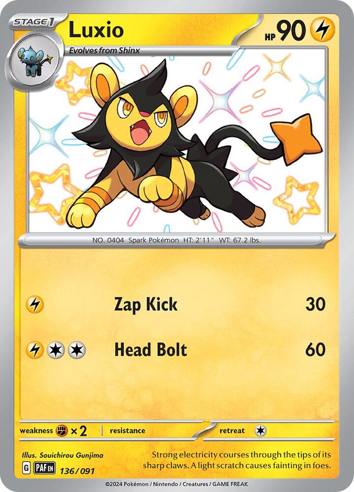 2024 Pokemon SV: Paldean Fates 136/091 Luxio Shiny Rare