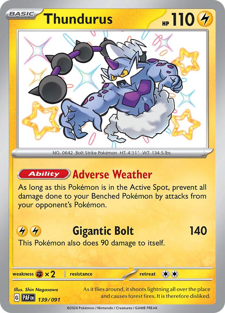 2024 Pokemon SV: Paldean Fates 139/091 Thundurus Shiny Rare