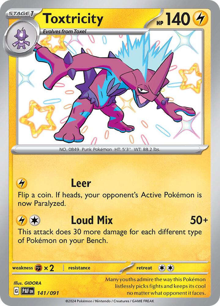 2024 Pokemon SV: Paldean Fates 141/091 Toxtricity Shiny Rare