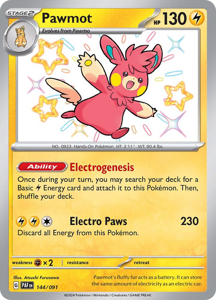 2024 Pokemon SV: Paldean Fates 144/091 Pawmot Shiny Rare