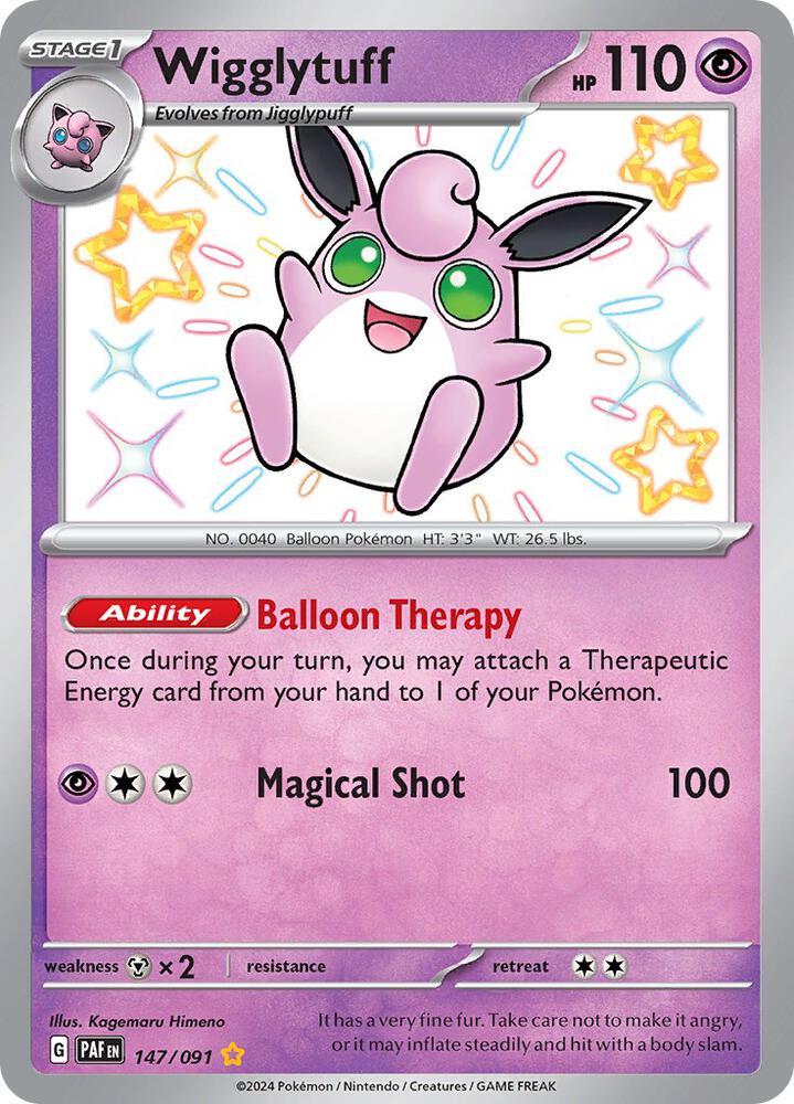 2024 Pokemon SV: Paldean Fates 147/091 Wigglytuff Shiny Rare