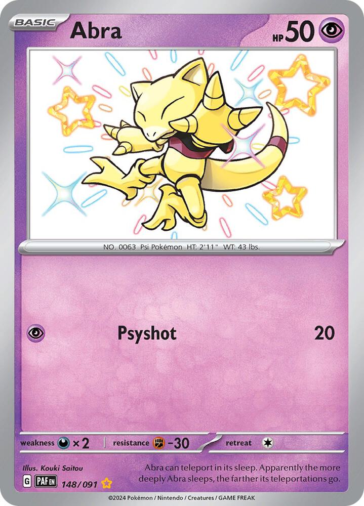 2024 Pokemon SV: Paldean Fates 148/091 Abra Shiny Rare