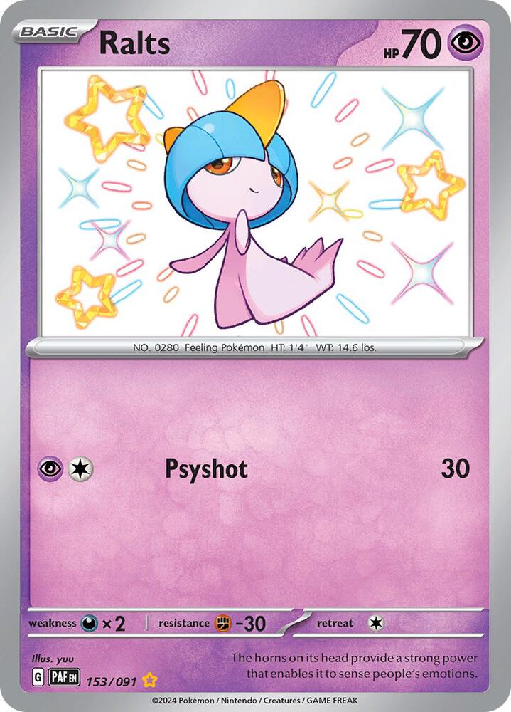 2024 Pokemon SV: Paldean Fates 153/091 Ralts - 153/091 Shiny Rare