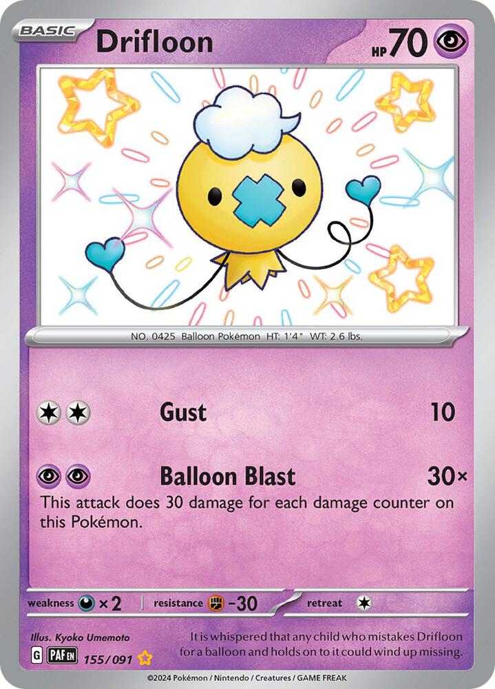 2024 Pokemon SV: Paldean Fates 155/091 Drifloon Shiny Rare