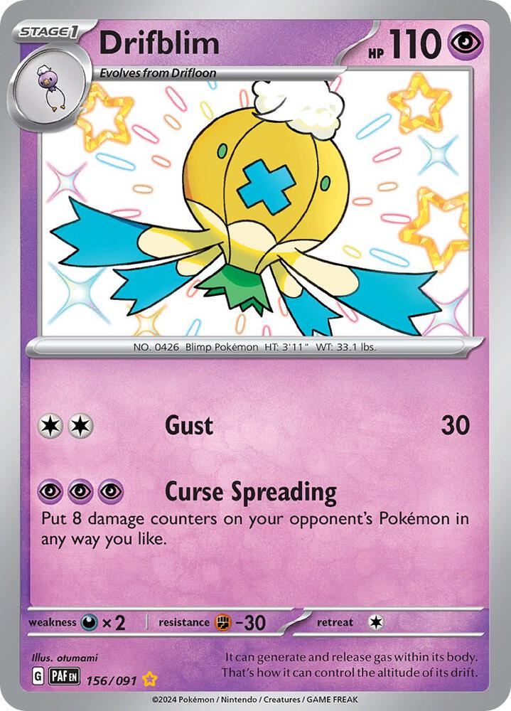 2024 Pokemon SV: Paldean Fates 156/091 Drifblim Shiny Rare