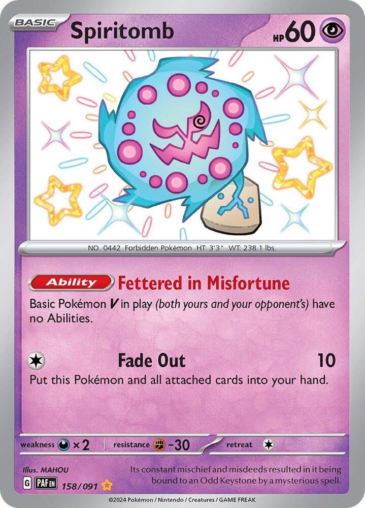 2024 Pokemon SV: Paldean Fates 158/091 Spiritomb Shiny Rare