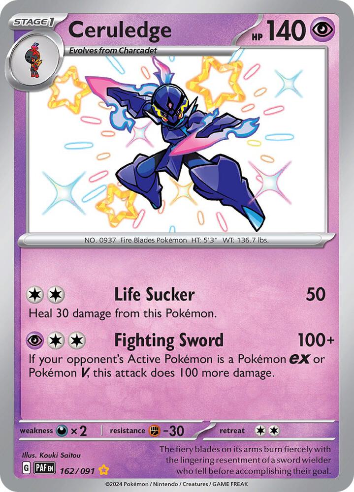 2024 Pokemon SV: Paldean Fates 162/091 Ceruledge - 162/091 Shiny Rare