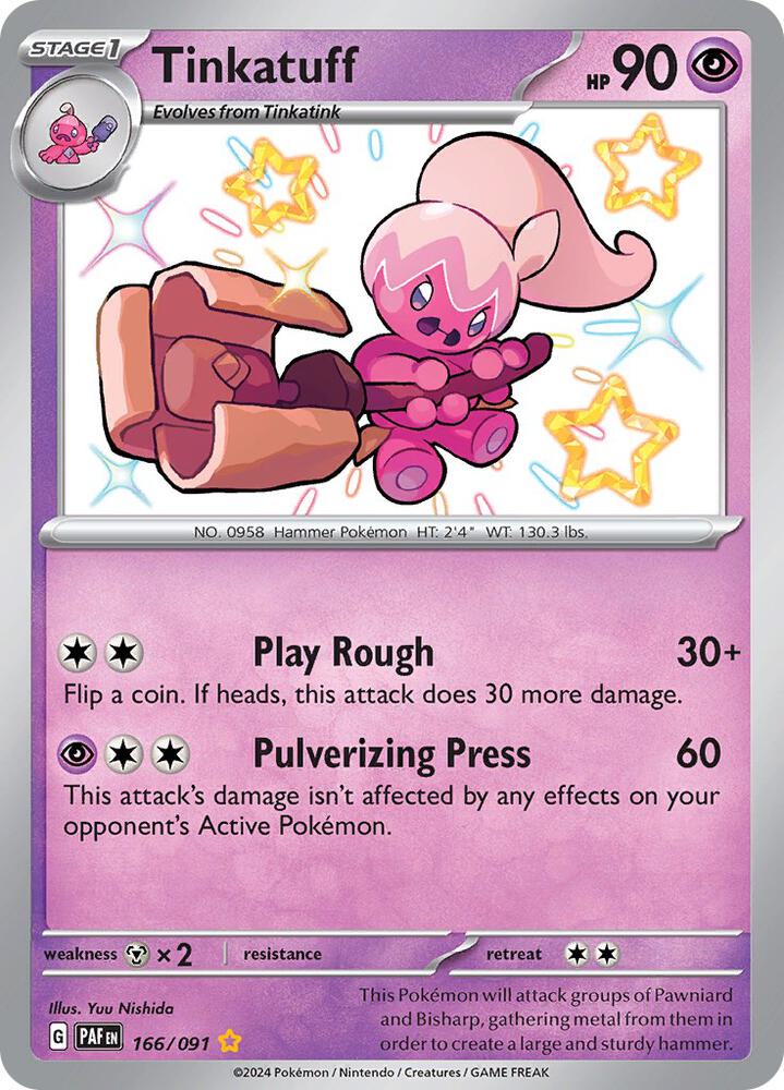2024 Pokemon SV: Paldean Fates 166/091 Tinkatuff Shiny Rare