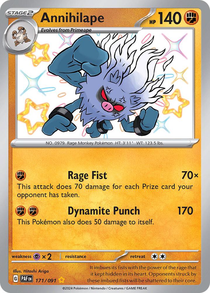 2024 Pokemon SV: Paldean Fates 171/091 Annihilape - 171/091 Shiny Rare