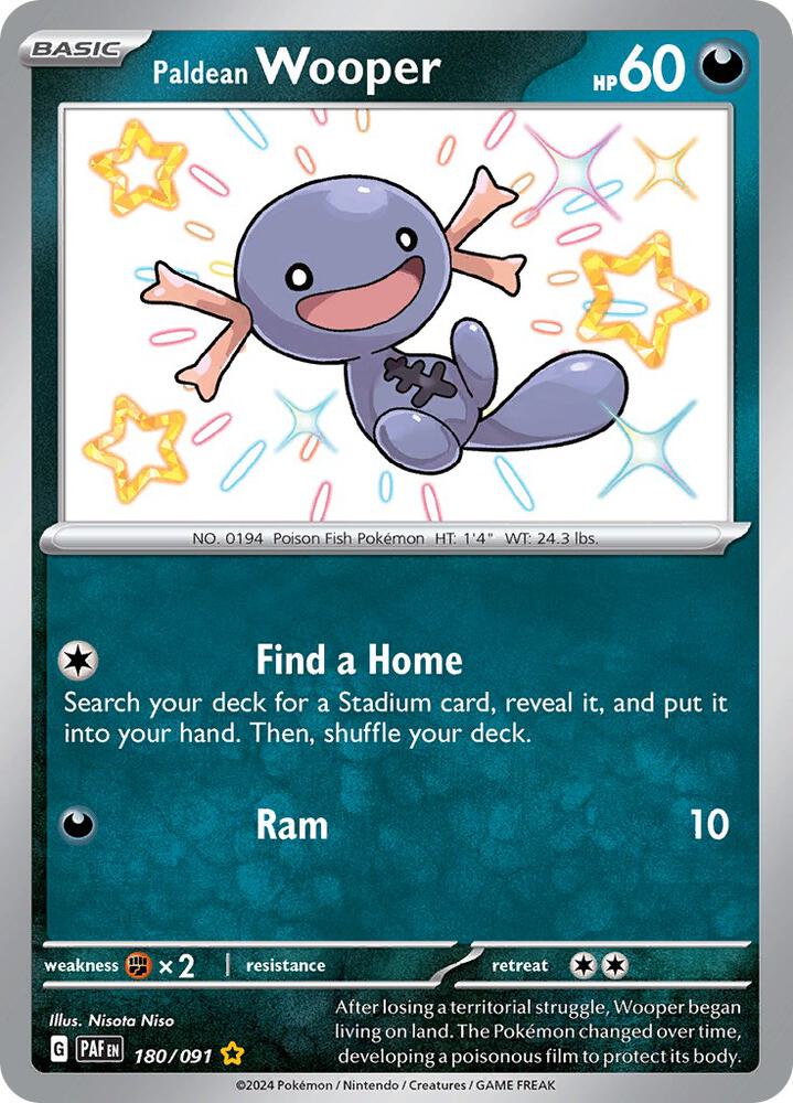 2024 Pokemon SV: Paldean Fates 180/091 Paldean Wooper - 180/091 Shiny Rare