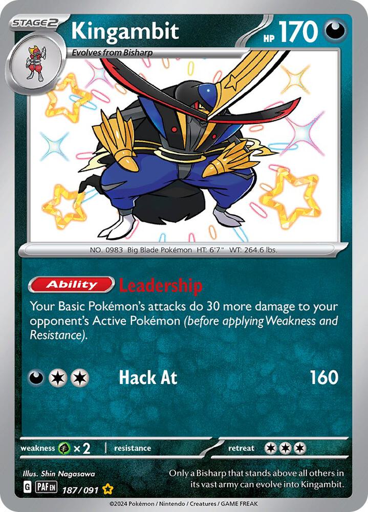 2024 Pokemon SV: Paldean Fates 187/091 Kingambit Shiny Rare