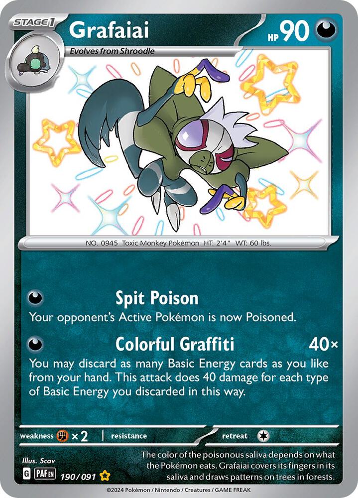 2024 Pokemon SV: Paldean Fates 190/091 Grafaiai Shiny Rare