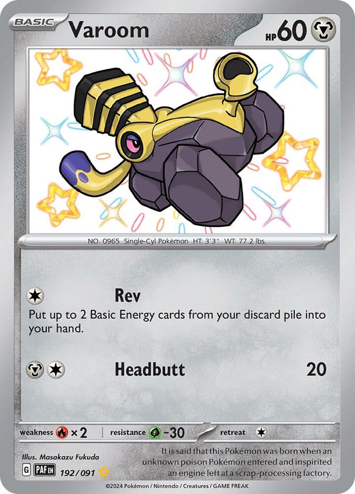 2024 Pokemon SV: Paldean Fates 192/091 Varoom - 192/091 Shiny Rare