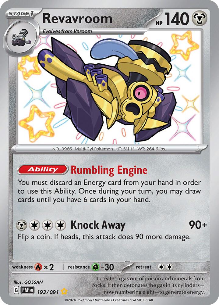 2024 Pokemon SV: Paldean Fates 193/091 Revavroom - 193/091 Shiny Rare