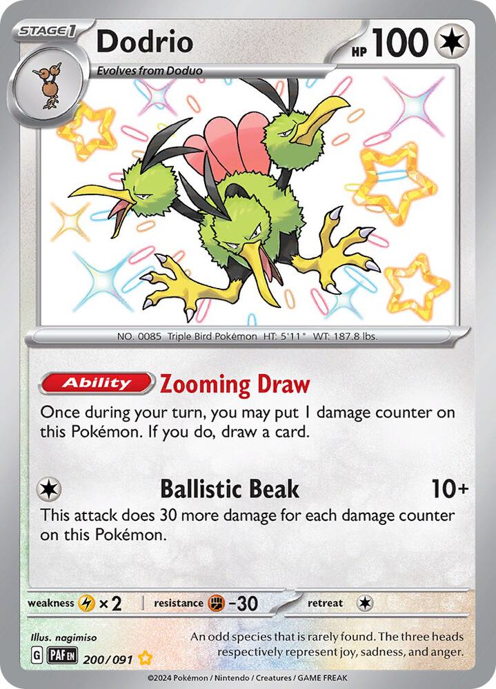 2024 Pokemon SV: Paldean Fates 200/091 Dodrio Shiny Rare