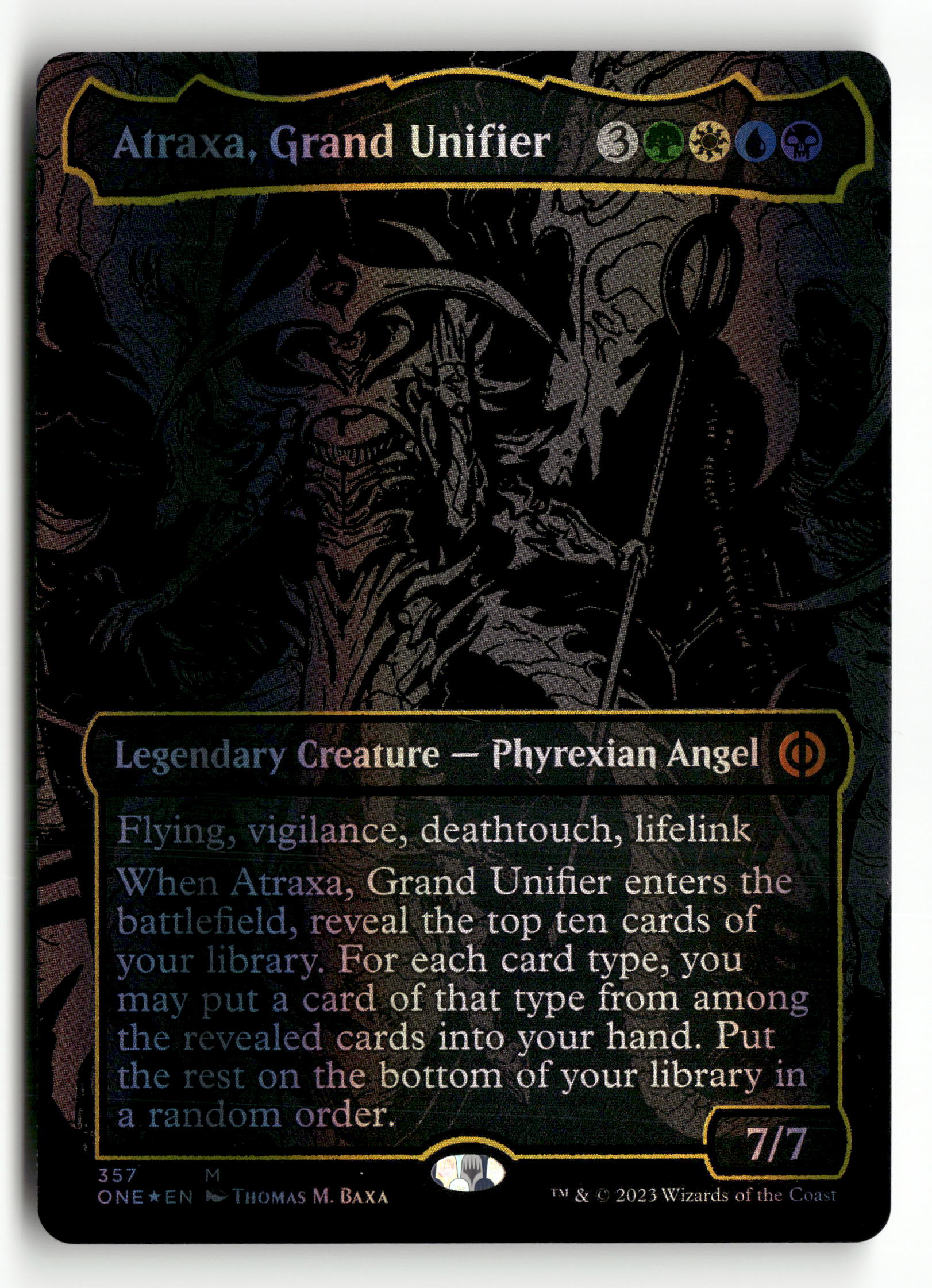MTG Phyrexia: All Will Be One 357 Atraxa, Grand Unifier (Oil Slick Raised Foil) 