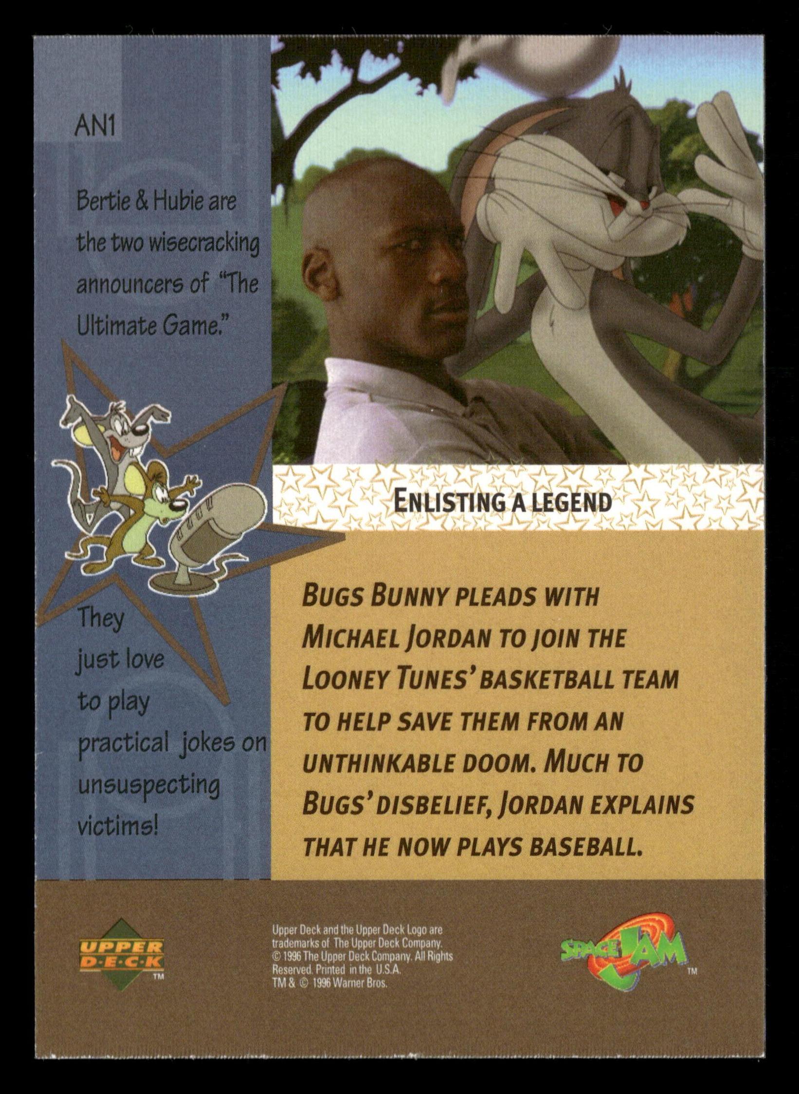 1996 Upper Deck #AN1 Michael Jordan Space Jam Enlisting a Legend Animo