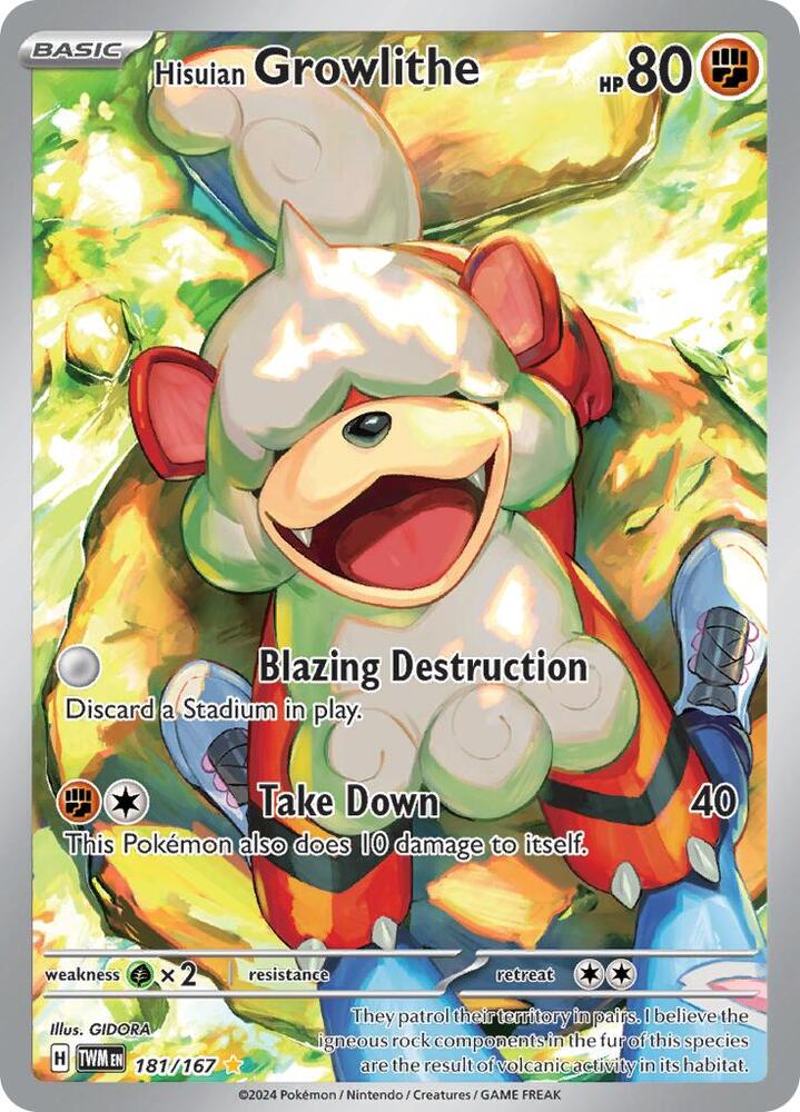 2024 Pokemon SV06: Twilight Masquerade Hisuian Growlithe - 181/167 IR