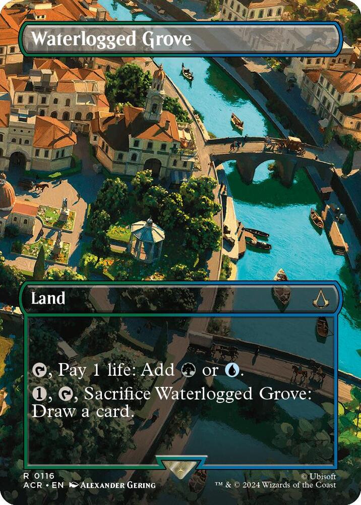 MTG Universes Assassin's Creed 116 Waterlogged Grove (Borderless) R NM Foil
