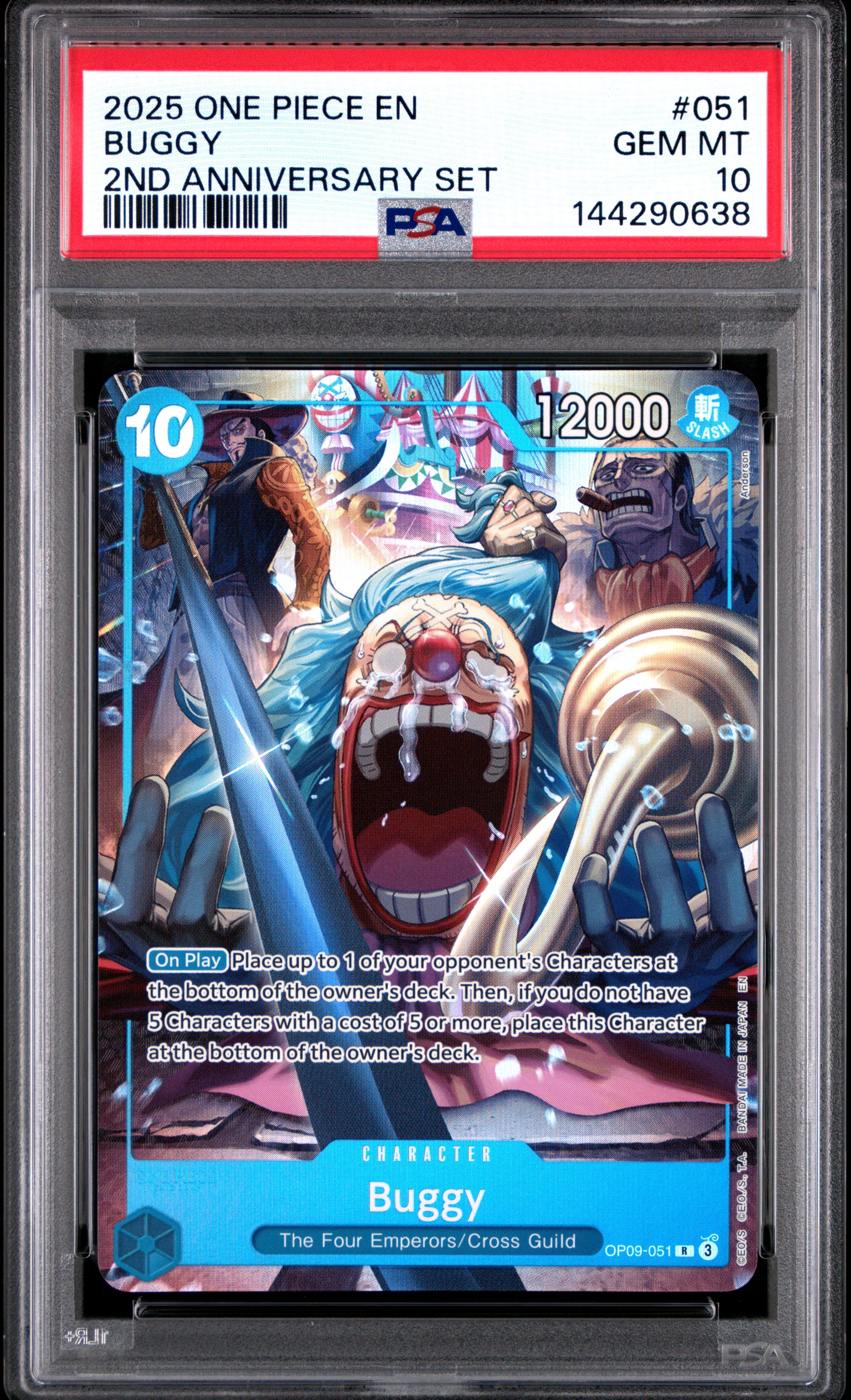 2025 One Piece English Version 2nd Anniversary Set #051 Buggy PSA 10