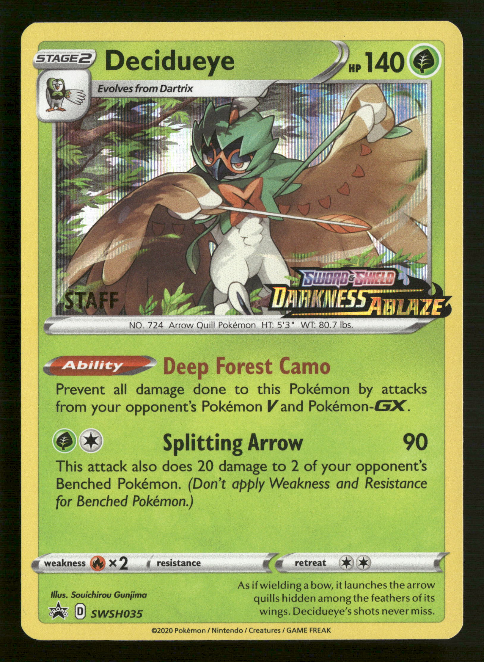 Pokemon SWSH: Sword & Shield Promo Cards SWSH035 Decidueye - (Prerelease) [Staff] Promo NM