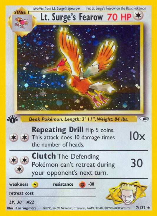 Lt. Surge's Fearow 007/132 (Gym Heroes)  - 1st Edition Holofoil