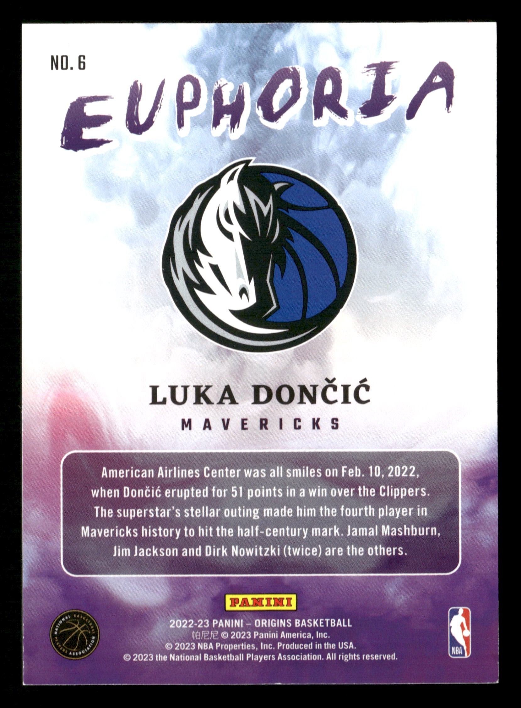 2022-23 Panini Origins #6 Luka Doncic Euphoria