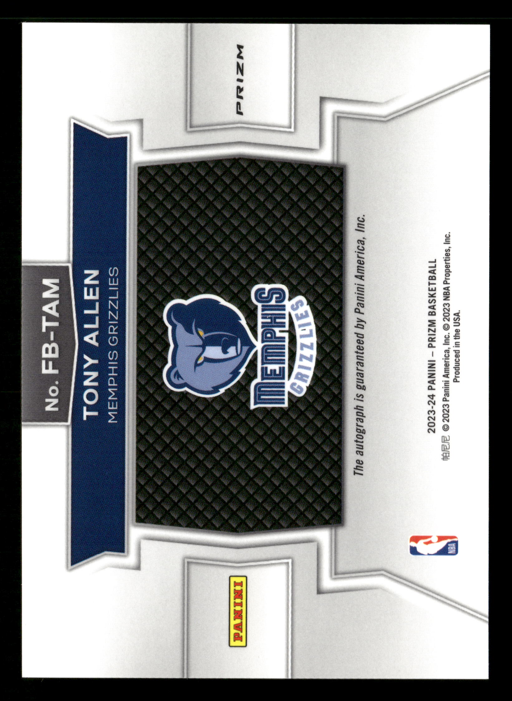 2023-24 Panini Prizm #FB-TAM Tony Allen Fast Break Autographs