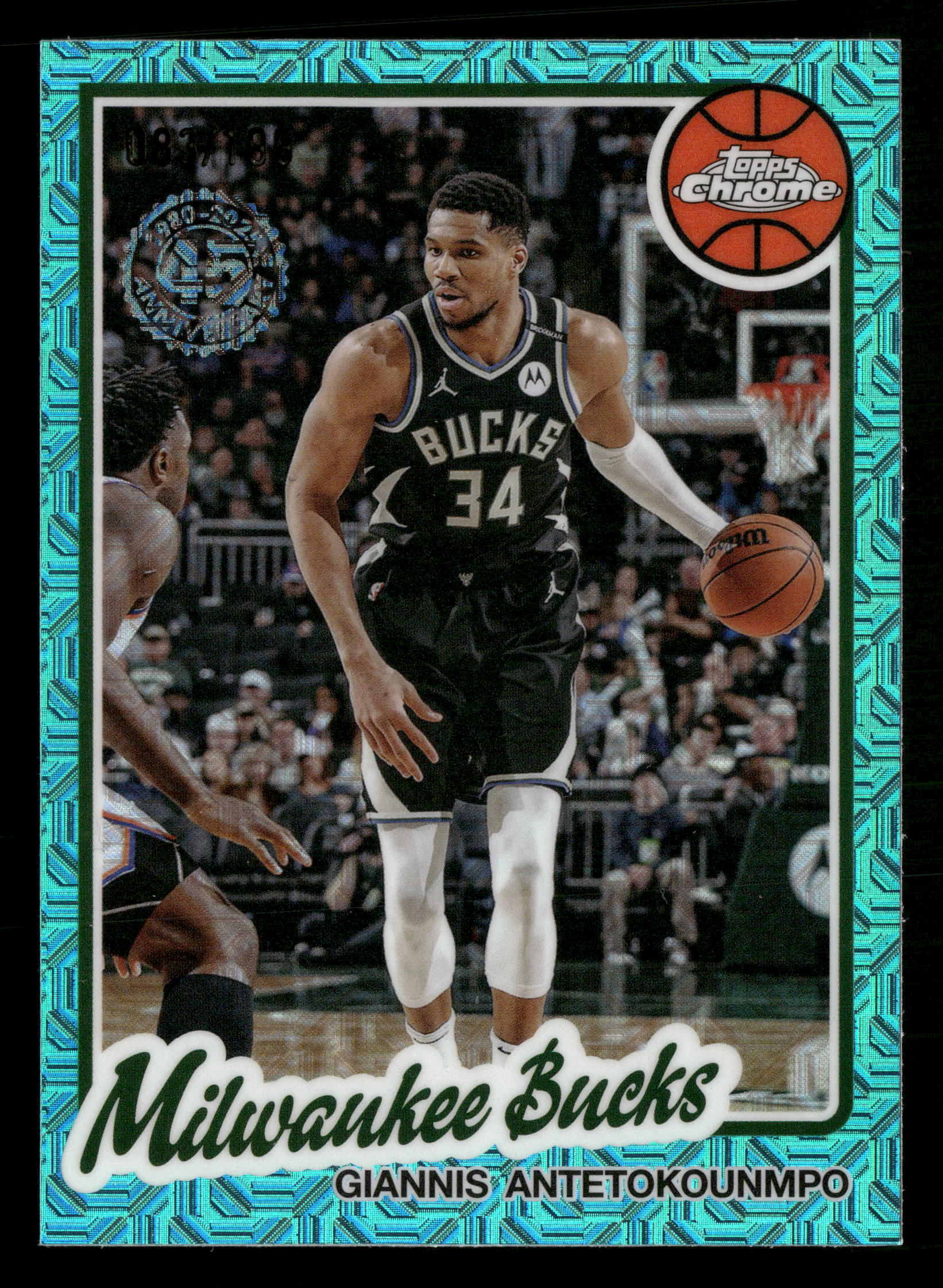 2025-26 Topps #TC-GA Giannis Antetokounmpo 1980-81 Basketball Aqua Mojo #/199