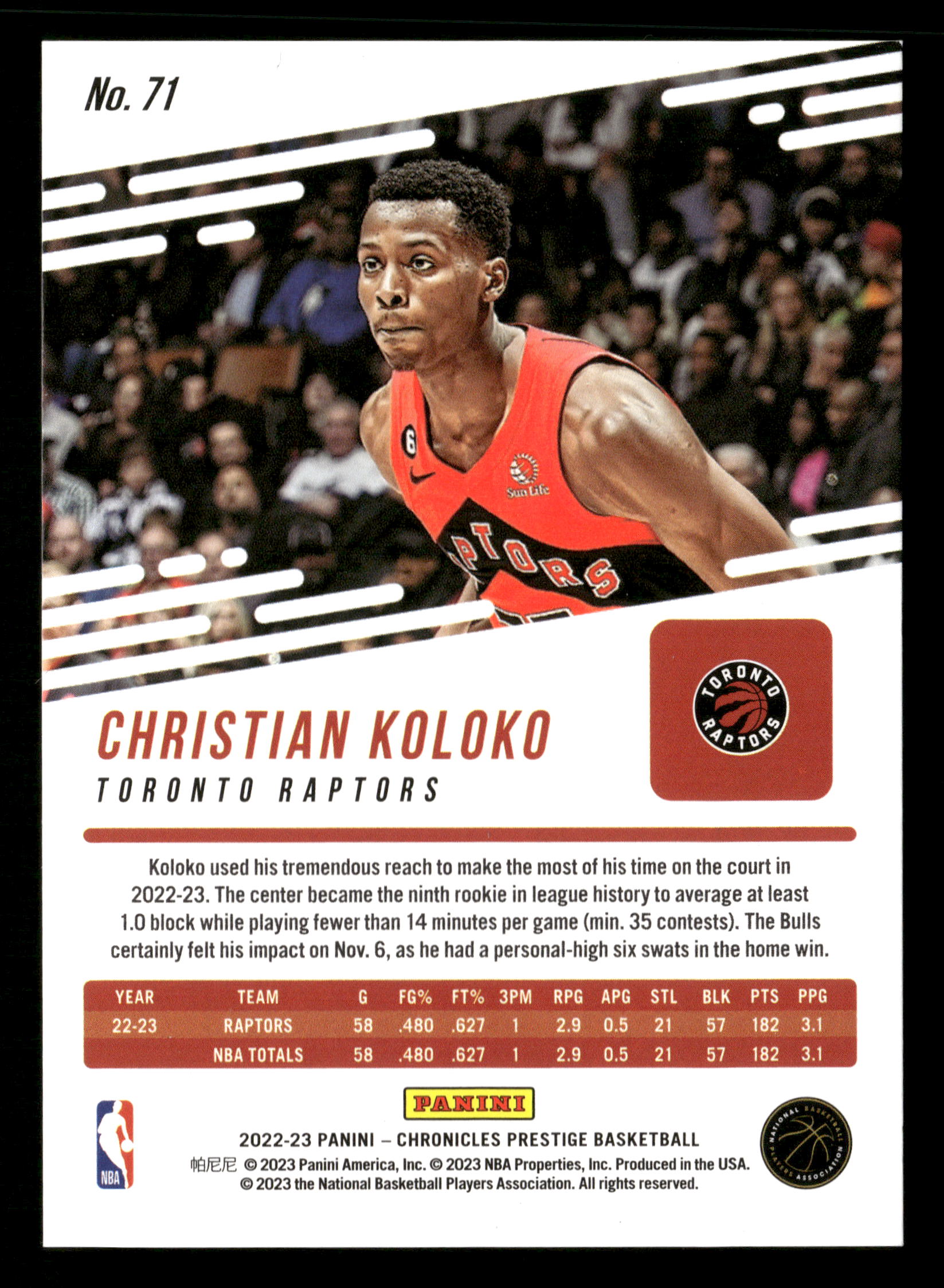 2022-23 Panini Chronicles #71 Christian Koloko Asia Red & Gold #/3
