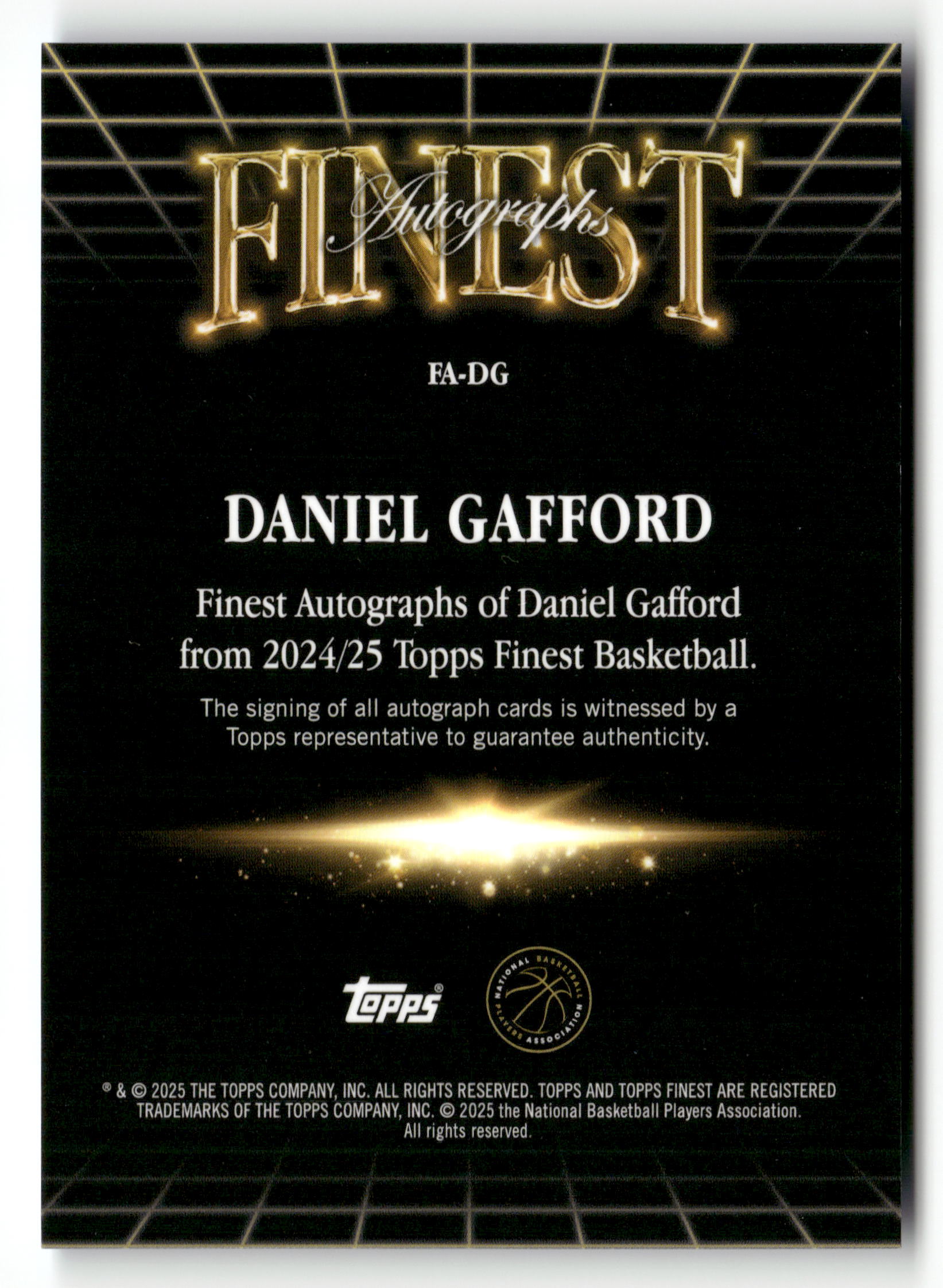 2024-25 Finest #FA-DG Daniel Gafford Finest Auto Blue Geometric Refractor #/99