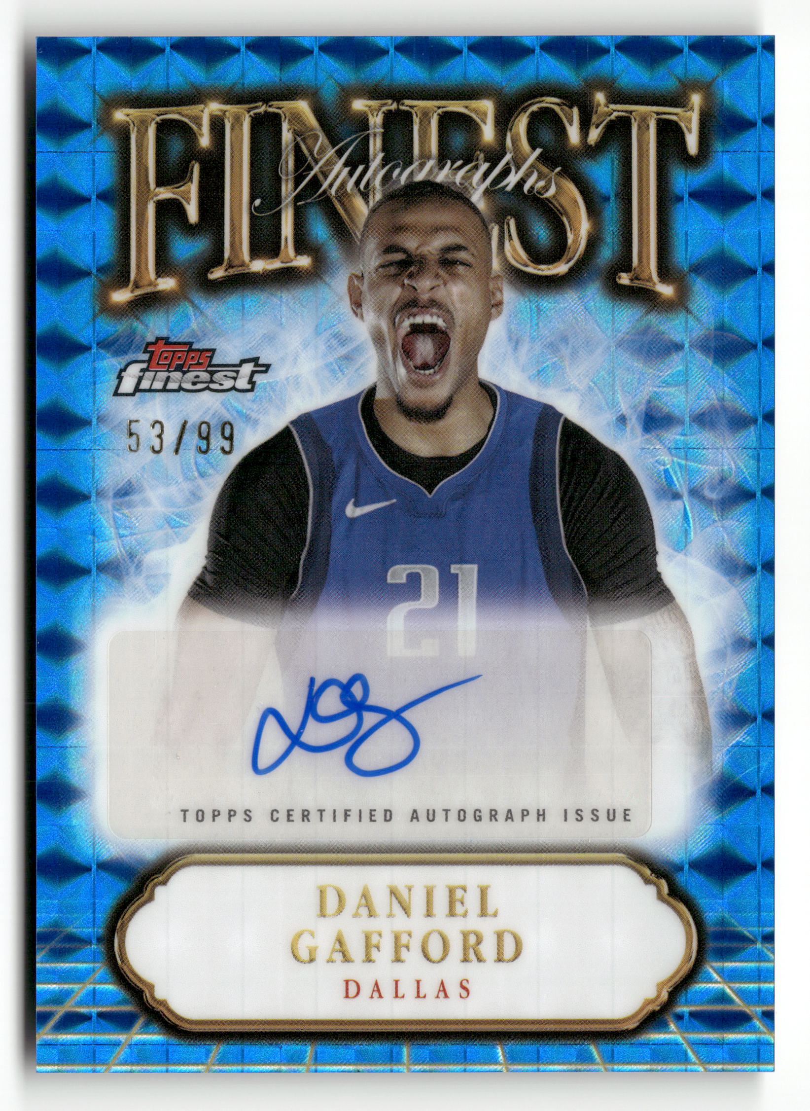 2024-25 Finest #FA-DG Daniel Gafford Finest Auto Blue Geometric Refractor #/99