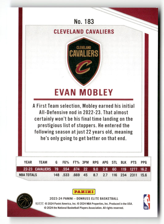 2023-24 Donruss Elite #183 Evan Mobley Blue #/99