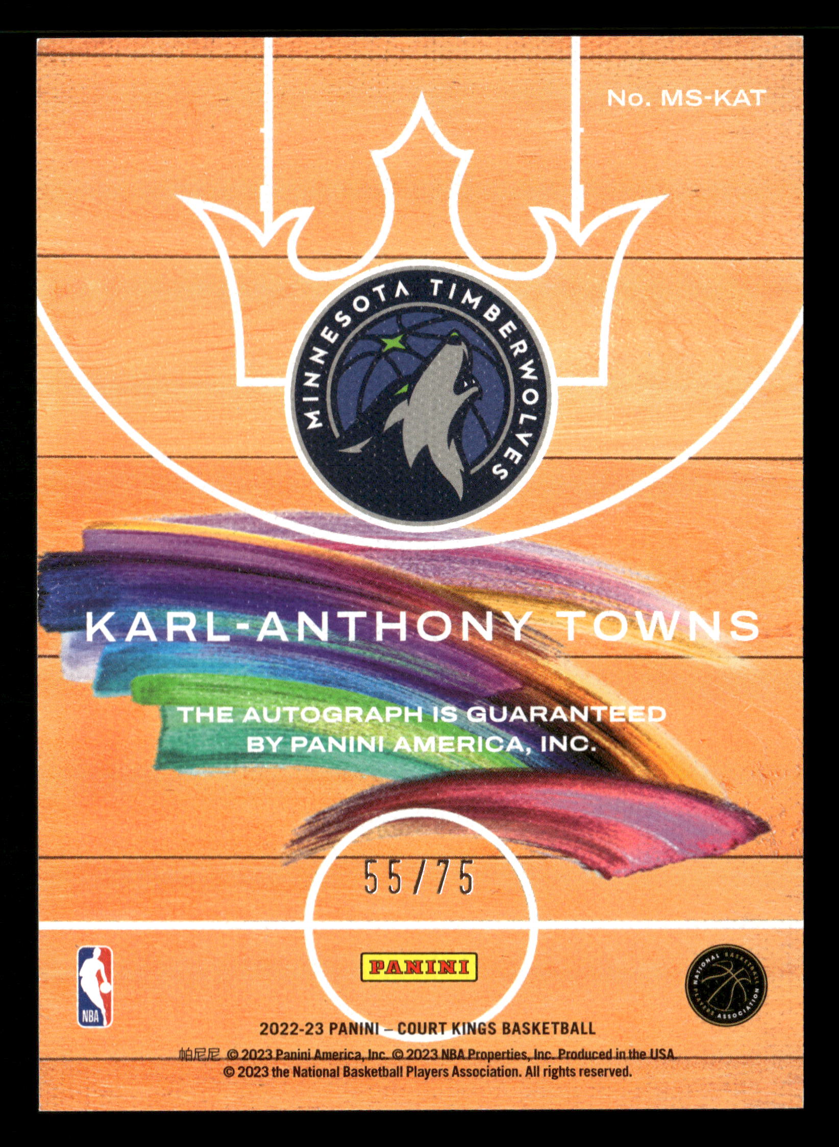 2022-23 Panini Court Kings #MS-KAT Karl-Anthony Towns Masterstrokes #/75