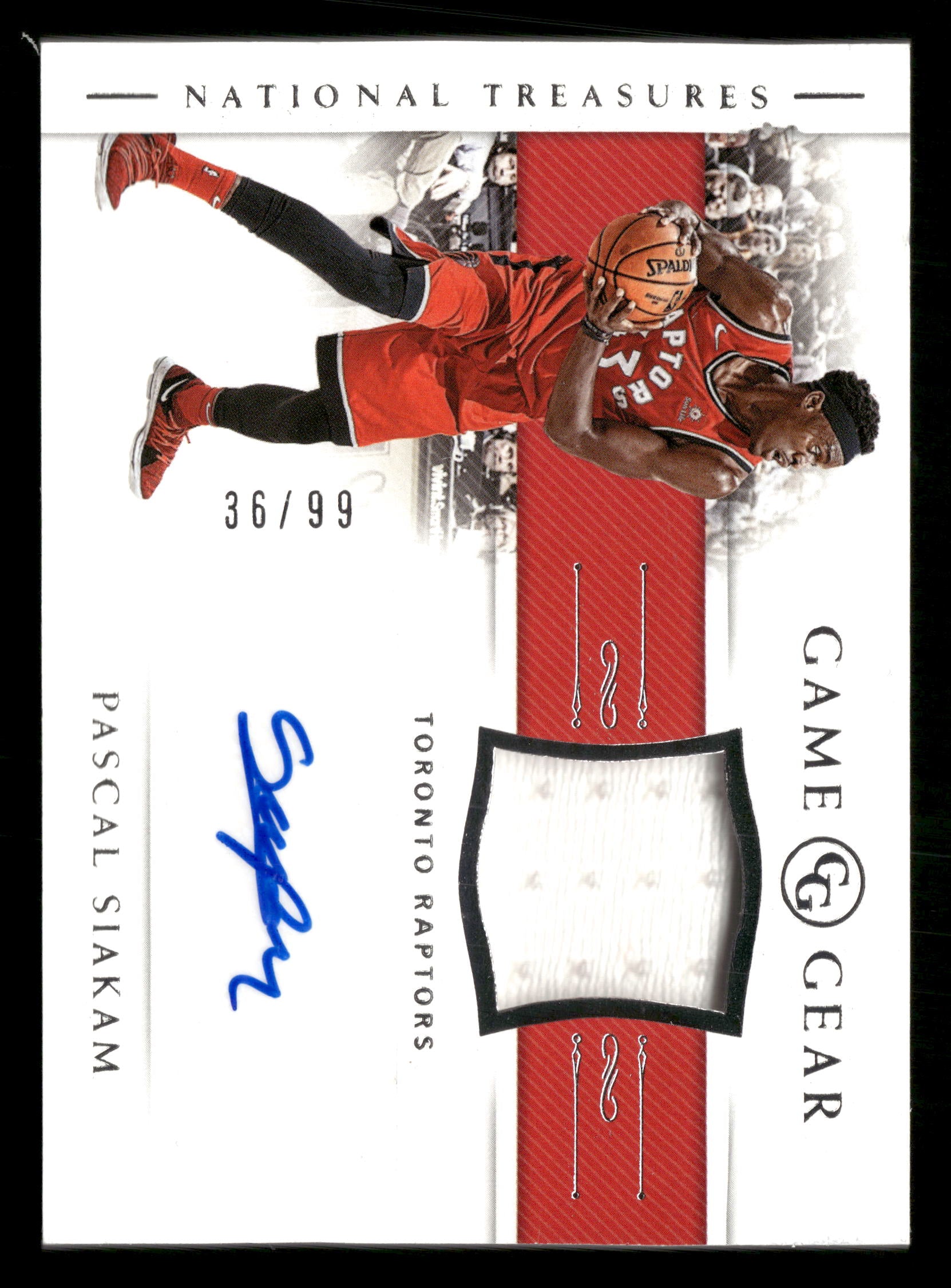 2018-19 Panini National Treasures #GG-PSI Pascal Siakam Game Gear Auto #/99