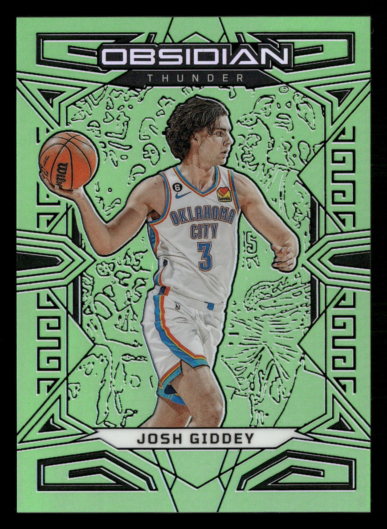 2022-23 Panini Obsidian #103 Josh Giddey Electric Etch Green Flood #/25